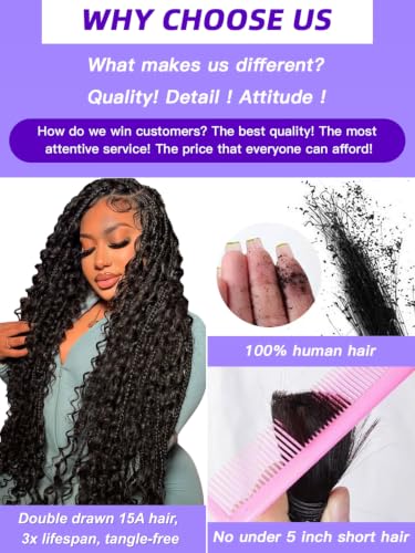 Enaiiby Loose Deep Wave Boho Braiding Hair Bulk | 50g 18 Inch #1B Natural Black