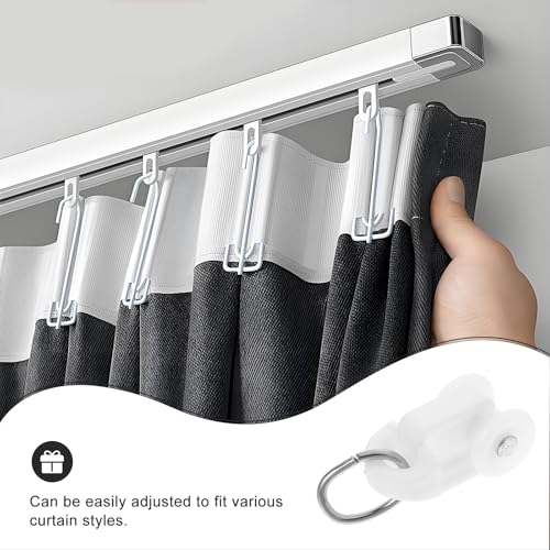LIOOBO Curtain Track Roller Hooks - 50PCS Mute Glider Hooks