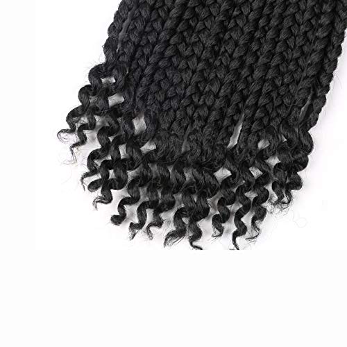 10 Inch Crochet Box Braids with Curly Ends - 6 Packs (1B) for Black Women