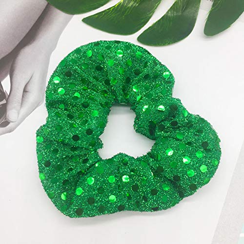 MOONBCT 4-Pack Glitter Sequins Christmas Hair Scrunchies for Women & Girls