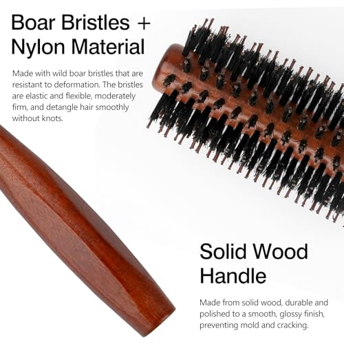 Jaasuee Natural Boar Bristle Hair Brush with Wooden Handle for Styling & Shine