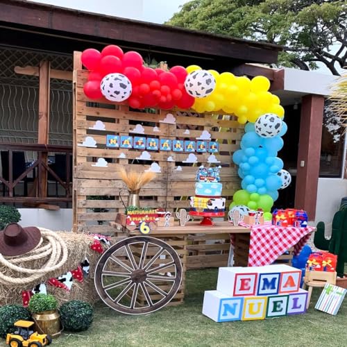Cow Print Balloons Set - Sky Blue Cloud Design, 60pcs