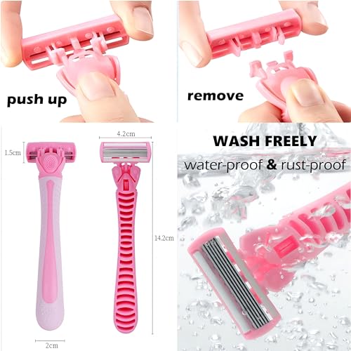 Razors for Women Hair Removal Shaver-Detachable Head Fits Body Curve,Anti-slip Ergonomic Handle,Skin Beauty Tool Hair Shaving Razor for Facial Eyebrow,Underarm,Leg Bikini Hairs,4 Count in Storage Case