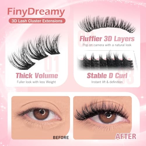 3D Fluffy Eyelash Clusters - D Curl Volume Extensions 10-16mm