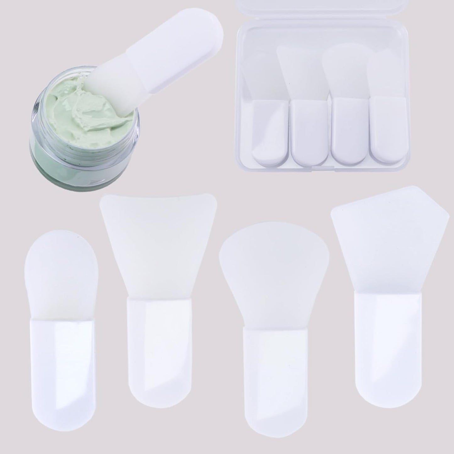 Silicone Face Mask Applicator Brush Set - 4 Pcs Portable Beauty Tools for Mud, Clay & Eye Masks | Ideal for Skincare