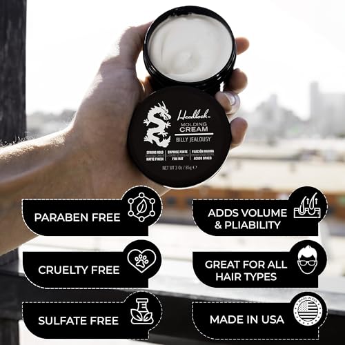Billy Jealousy Headlock Hair Molding Cream for Men, Strong Hold Matte Finish