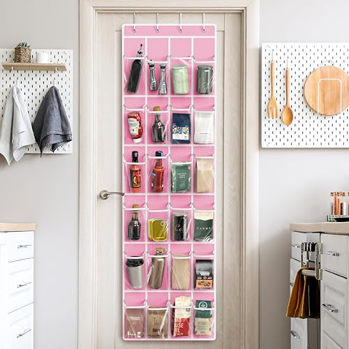 Simple Houseware 24-Pocket Over the Door Shoe Organizer, Pink
