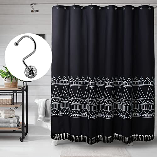 MitoVilla Chrome Metal Shower Curtain Rings - Rust-Proof Hooks, 12 Pack