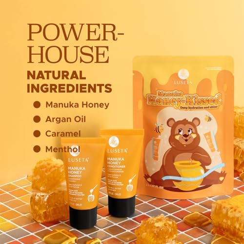 Luseta Manuka Honey Shampoo & Conditioner Set Hydrate & Repair for Dry and Dull Hair Adds Shine & Restore Softness Moisturizing for Damaged Hair 1.01 fl oz*2