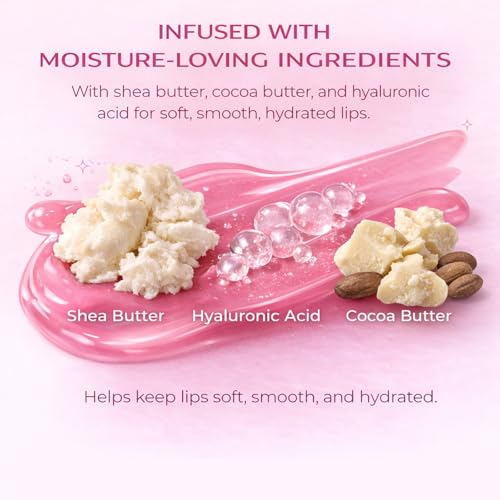 TSP Transpretty Bloom Glow Lip Butter Balm - Peptide & Hyaluronic Acid Hydrating Vegan Lip Gloss - Unscented, Moisturizing, Plump Lips