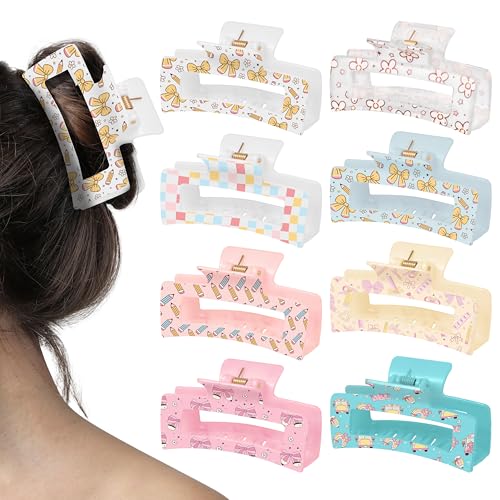 PANTIDE 8-Piece Pencil & Bow Hair Claw Clips Set for Women