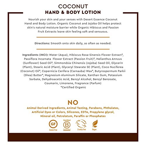 Desert Essence Organic Coconut Hand & Body Lotion - 8 fl oz