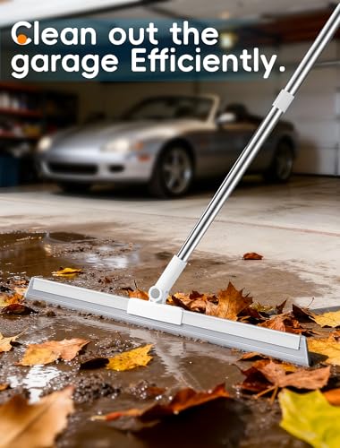 Heavy Duty Floor Squeegee Kit with Long Handle & Replacement Heads