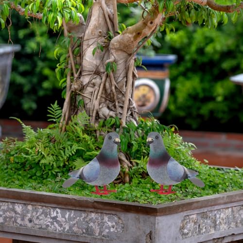 Realistic Foam Pigeon Figurines - 2-Piece Set for Garden Decor