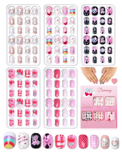 Pink Kids Press-On Nails Set - 120pcs for Tweens Girls, Safe & Easy to Apply