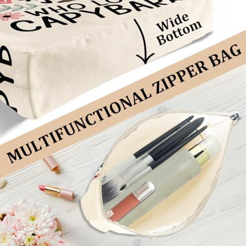 Canvas Tote Bag and Makeup Bag Set - Cute Graphic Travel Handbag
