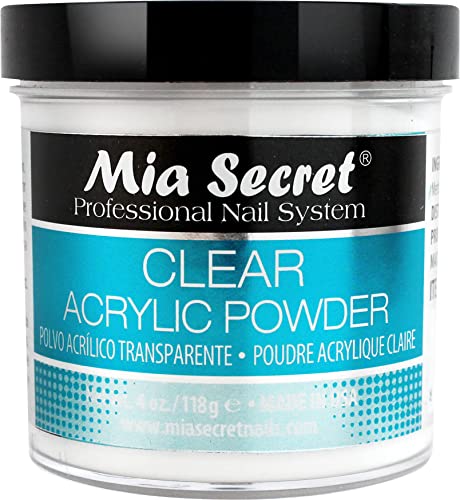 Mia Secret Clear Acrylic Powder 4oz - Self-Leveling, Superior Adhesion, US Made