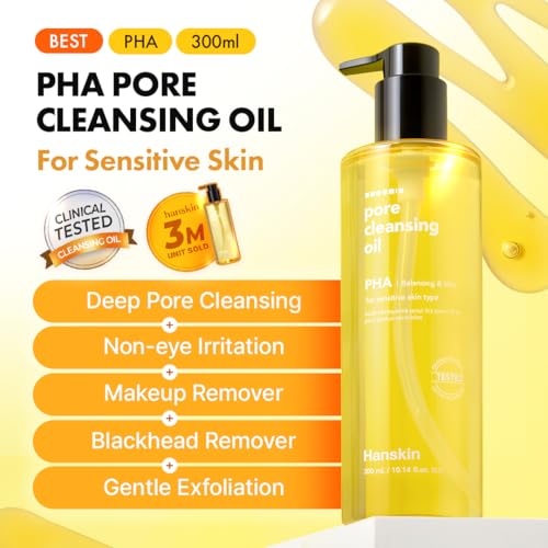 Hanskin PHA Pore Cleansing Oil for Sensitive Skin - 10.14 oz Makeup Remover