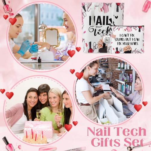 Paterr 3-Piece Nail Tech Gift Set: Canvas Tote, Cosmetic Bag & Keychain