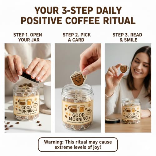 Positive Coffee Jar with 60 Affirmation Cards - Inspirational Gift