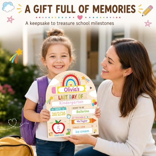 First Day of School Sign - Reusable Wooden Chalkboard Photo Prop