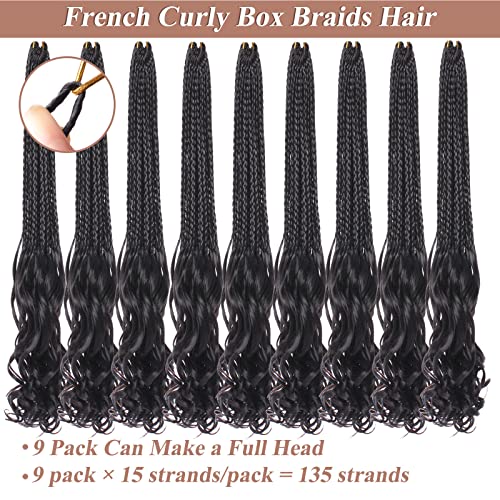 RuiYok 10 Inch French Curl Crochet Braids 9 Packs #1B