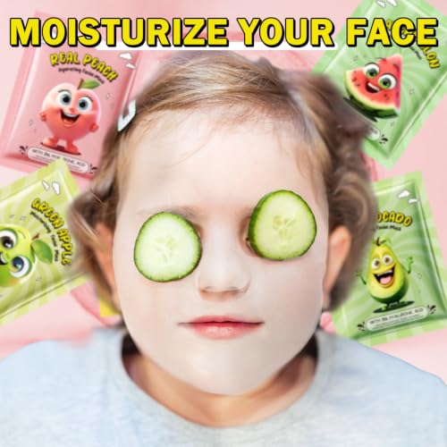 AOAZXBB 10 Pcs Kids Fruit Face Masks Set - Moisturizing & Nourishing Skincare