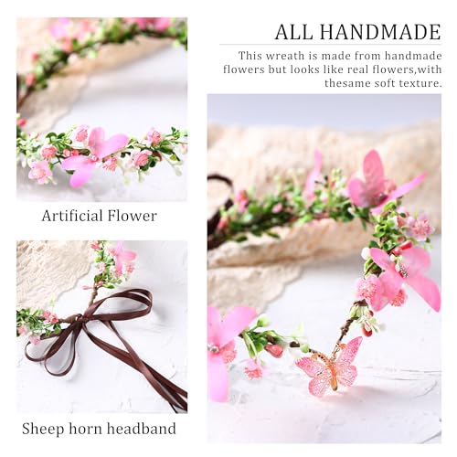 Handmade Fairy Butterfly Crown - Elven Flower Headpiece for Weddings