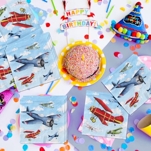 40pcs Airplane Party Napkins - Disposable Birthday Table Decor