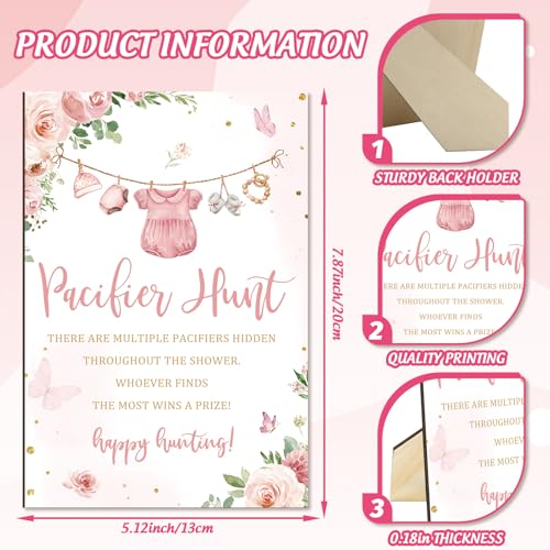 51-Piece Pacifier Hunt Game Set with Wooden Sign for Baby Showers