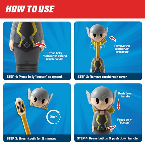 Brush Buddies Marvel Thor Kids Toothbrush with Travel Cover