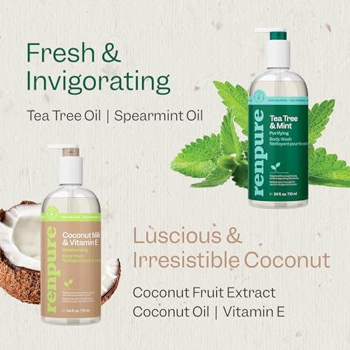 Renpure Tea Tree & Mint + Coconut & Vitamin E Body Wash Set - 2x24oz