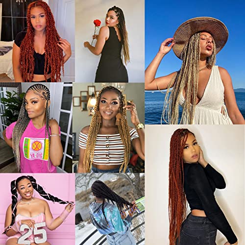 Leeven 36 Inch 8 Packs Pre-Stretched Ginger Braiding Hair Yaki Texture, Crochet Twist Extension (350#)