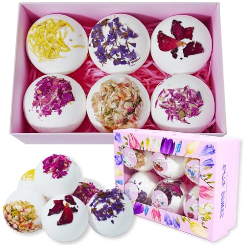 Persidra Flower Bath Bombs Set 2.82oz 6 Pack - Luxurious Floral Spa Gift