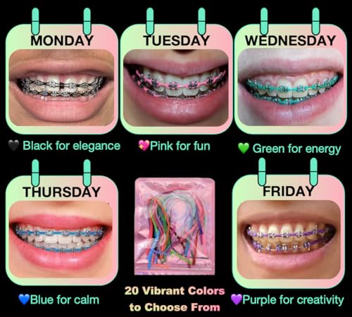 DIY Braces Power Chain Kit - 20 Multi-Color Elastic Bands & Plier