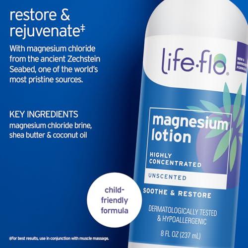 LIFE-FLO Magnesium Lotion 8 fl oz - Unscented, Soothes Muscles & Joints