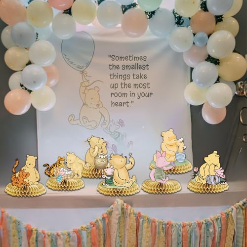 Winnie the Pooh Centerpieces - 9pcs Honeycomb Table Decor for Baby Shower & Birthday Parties