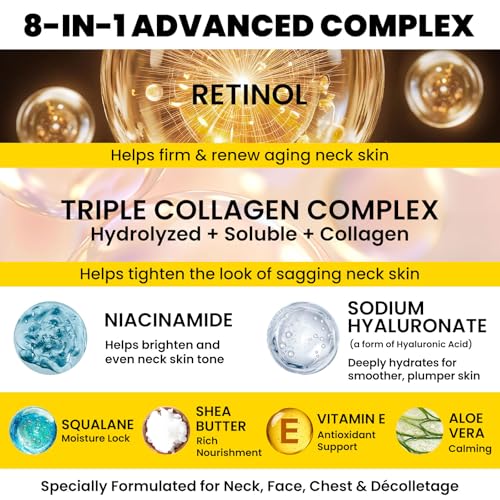 Neck Firming Cream with Collagen, Retinol & Squalane for Men & Women