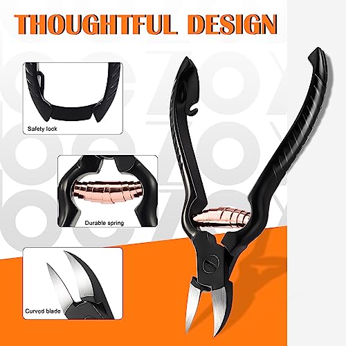 BEZOX Large Black Podiatrist Toenail Clippers for Seniors - Heavy Duty & Precise