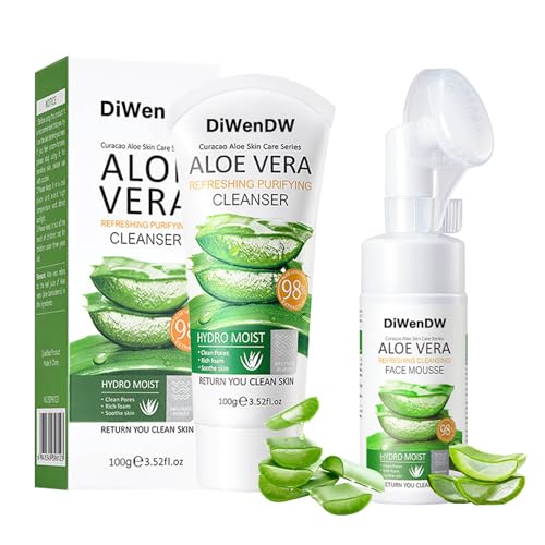 DWDiWen 2PCS Aloe Vera Face Wash B - Gentle Hydrating Facial Cleanser for All Skin Types