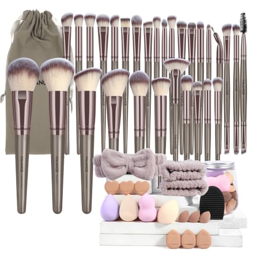 MAANGE 51-Piece Professional Makeup Brush Set with Case - Champagne