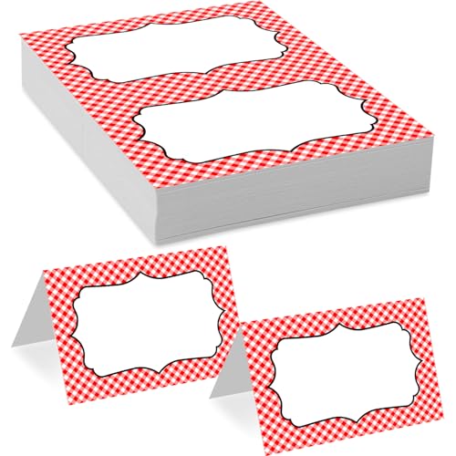 24 Pack Red Gingham Place Cards for Italian Themed Parties