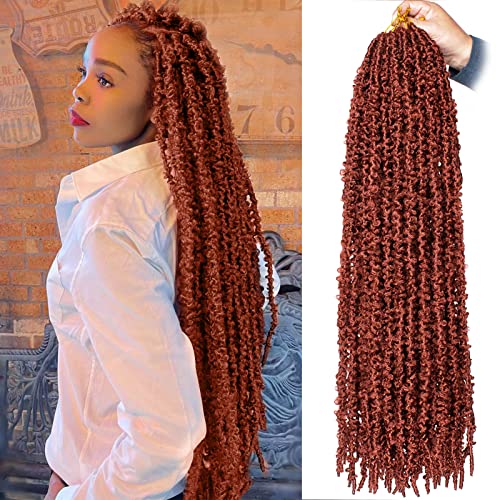 ZRQ 2 Packs 30 Inch Distressed Butterfly Locs Crochet Braids Pre-Looped Ginger Goddess Faux Locs