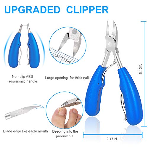 Premium Stainless Steel Toe Nail Clippers Set for Thick and Ingrown Nails - 4Pcs Manicure Pedicure Tools