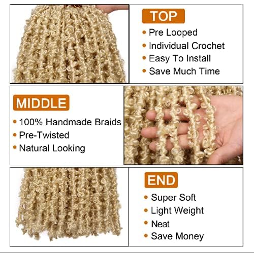 ZRQ 30 Inch Butterfly Locs Crochet Hair - Pre-Looped Blonde Braids