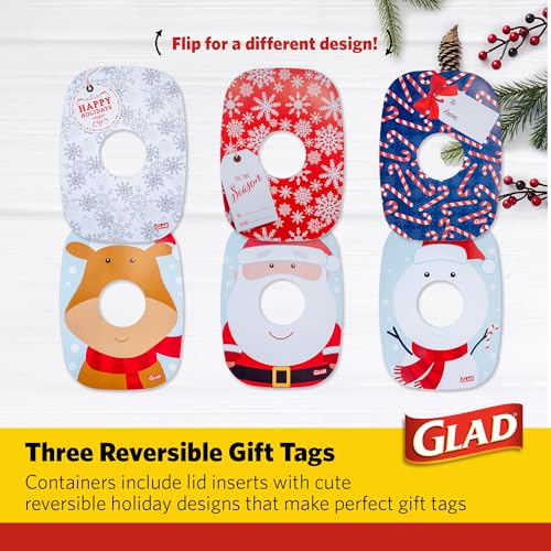 Glad Holiday Food Storage Containers, 64 Oz, 3 Ct - BPA-Free