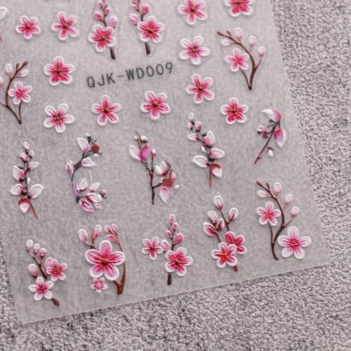Self-Adhesive Floral Nail Art Stickers - 6 Sheets for Spring & Summer