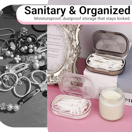Adorila Travel Cotton Swab Case 2-Pack Grey White Slim Portable Organizer