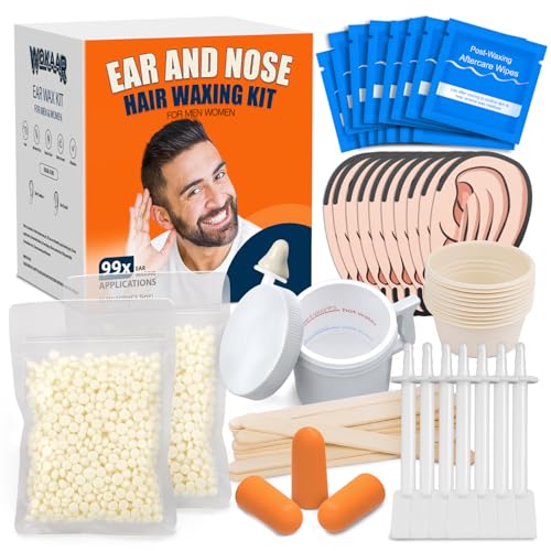 Wokaar Ear and Nose Hair Removal Wax Kit - 100g Wax, 30 Sticks