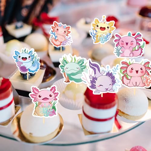 Axolotl Cupcake Toppers - 36PCS Cute Animal Party Decorations